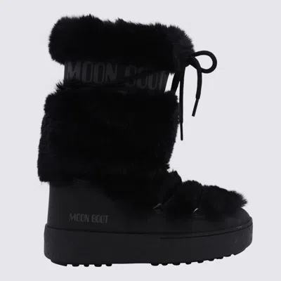 MOON BOOT BLACK FAUX FUR L TRACK BOOTS