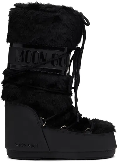 Moon Boot Icon Faux Fur And Faux Leather Snow Boots In Black