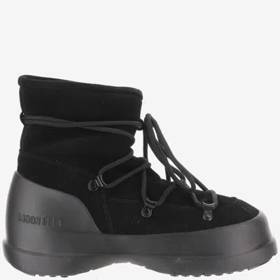 Moon Boot Black Lace Up Boots In Nero