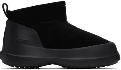 Moon Boot Mb Luna Low Boot In Classic Black With Premium Leather Construction