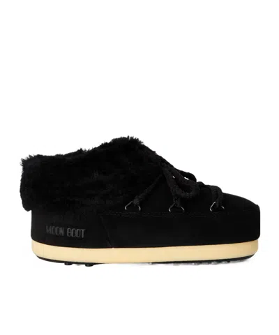 Moon Boot Black Natural Suede Snow Boots