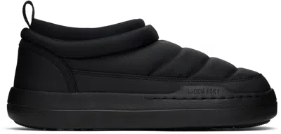 Moon Boot Black Park Soft Nylon Loafers In N001 - Black