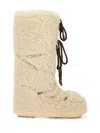Moon Boot Logo Embellished Mid-calf Flat Sole Boots In Neutral
