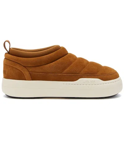 Moon Boot Tan Park Soft Suede Loafers In Brown
