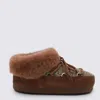 Moon Boot X Guest In Residence Suede Shearling-trim Chalet Mules In Brown
