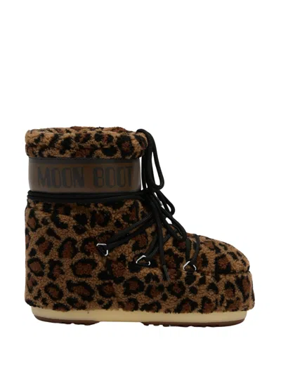 Moon Boot Boots Low Fleece "icon Moonboot" In Animal Print