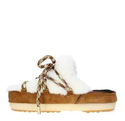 Moon Boot Icon Shearling Mules In Bianco