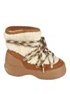 Moon Boot Luna Low Shearling And Suede Snow Boots In Silver