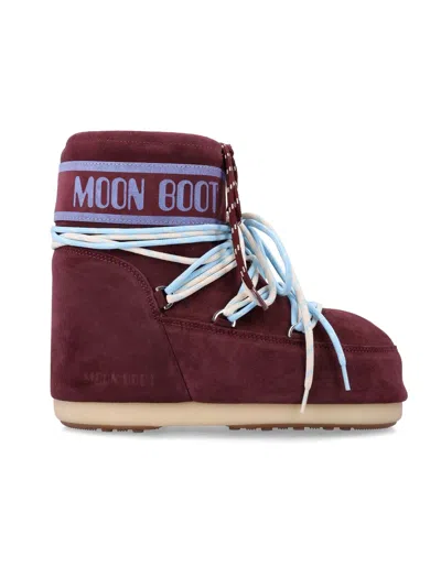 Moon Boot Bordeaux Cow Suede Boots In Burgundy
