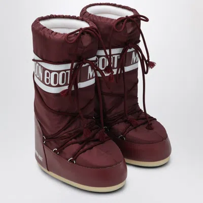 Moon Boot Bordeaux Icon Boot In Nylon In Burgundy