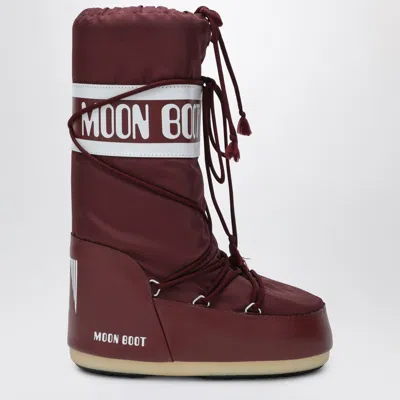 Moon Boot Bordeaux Icon Boot In Nylon In Red