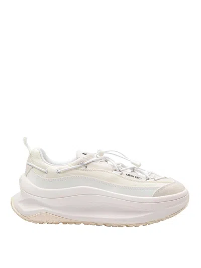 Moon Boot Moon247 Sneakers In White Leather And Fabric In Neutral