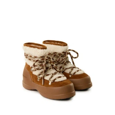 Moon Boot Bottines En Peau Lainée Et Cuir Mélangés In Brown