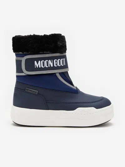 Moon Boot Boys Jr Park Strap Boots In Blue