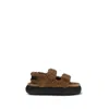 Moon Boot Shearling Sandals With Thick Sole In Brown