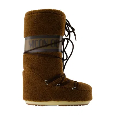 Moon Boot Brown Eco Fur Icon Boots In Multi