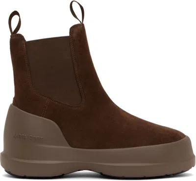 Moon Boot Brown Luna Suede Chelsea Boots In M004 - Brown