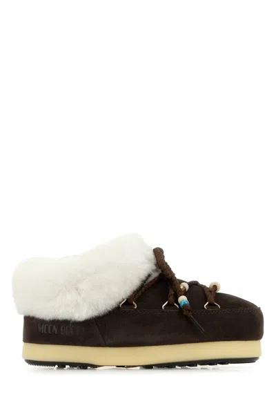 MOON BOOT BROWN SUEDE EVX SLIP ONS