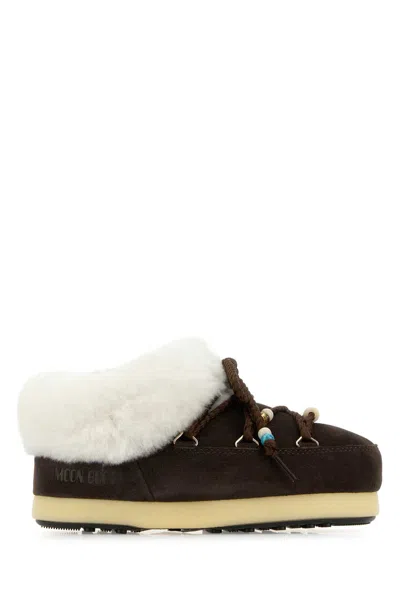 Moon Boot Brown Suede Evx Slip Ons
