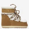 Moon Boot Logo Printed Shearling Lace-up Boots In Brown