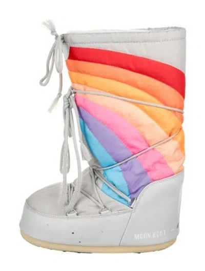 Pre-owned Moon Boot Canvas Colorblock Pattern Snow Boots In Blue