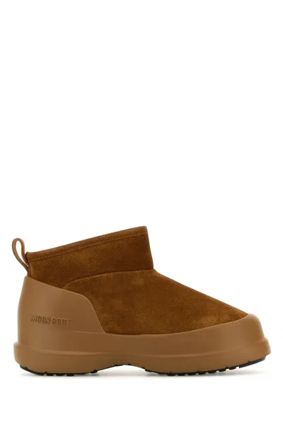 MOON BOOT CARAMEL SUEDE LUNA LOW ANKLE BOOTS