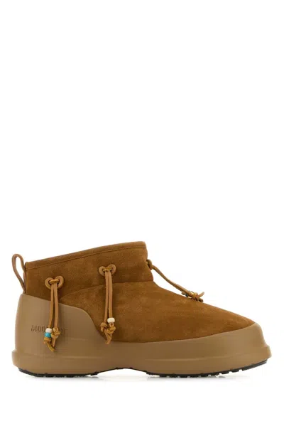 Moon Boot Caramel Suede Luna Low Ankle Boots In Beige