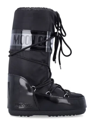 Moon Boot Icon Glance Satin Snow Boots In Black