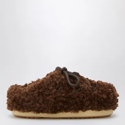 MOON BOOT MOON BOOT DARK BROWN CURLY SHEARLING MULES