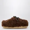 Moon Boot Dark Brown Curly Shearling Mules In Multi