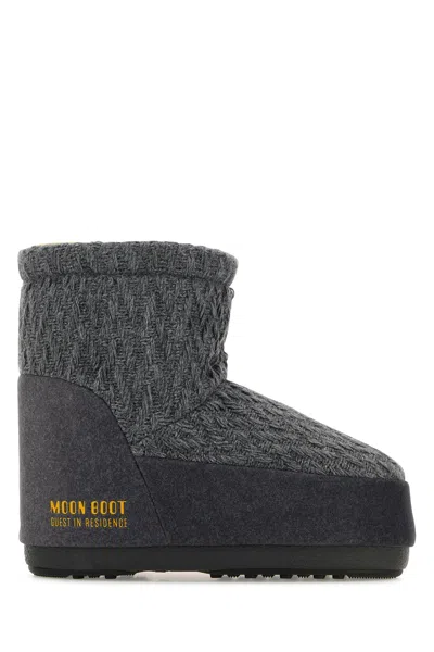 Moon Boot Dark Grey Fabric  X Guest In Residence Icon Low Ankle Boots In Gray
