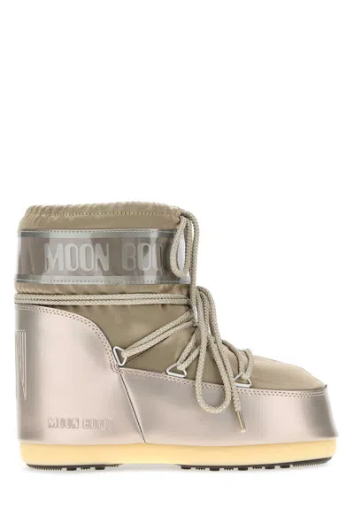Moon Boot Dove Grey Satin Icon Low Ankle Boots In Multi