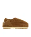 Moon Boot Elasticated Band Suede Slippers In Brown