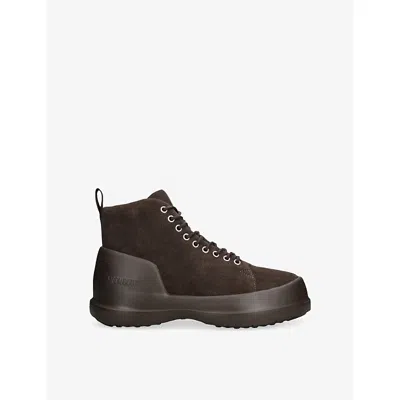 MOON BOOT ENS DARK BROWN MEZZALUNA SUEDE ANKLE BOOTS EUR 41 / 7 UK