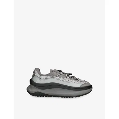 Moon Boot Ens Grey Mixed Moon247 Xlace Suede And Woven Trainers Eur 43 / 9 Uk In Gray