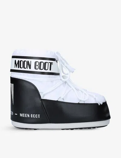 MOON BOOT ENS ICON LOW 2 LACE-UP NYLON SNOW BOOTS WHITE/BLK XS,60165511