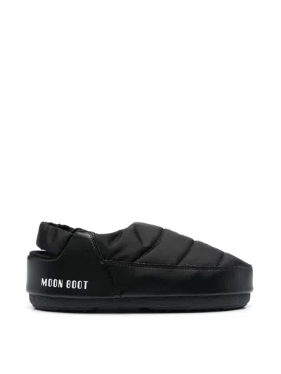 Moon Boot Black Evolution Slippers In 001 Black