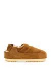 Moon Boot Suede Stitched Round Sole Slippers