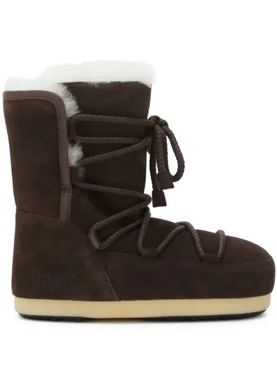 Moon Boot Evx Lace-up Shearling Boots In Brown