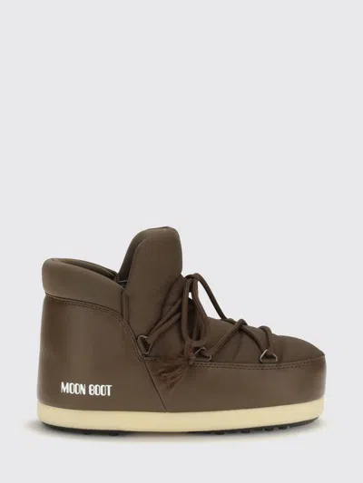 Moon Boot Evx Low-top Nylon Snow Boots With Printed Logo In Brown
