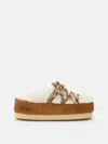 Moon Boot Lace Detail Mules Rubber Sole Suede In White