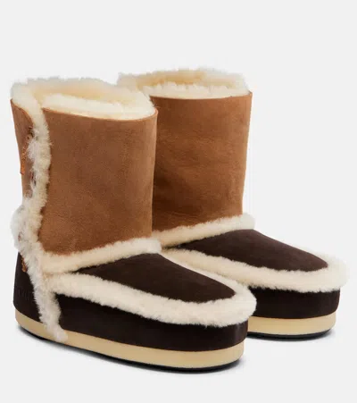 MOON BOOT EVX SHEARLING-TRIMMED SUEDE ANKLE BOOTS