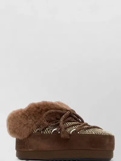 Moon Boot Fabric Guest In Residence Evx Ankle Slippers In Brown