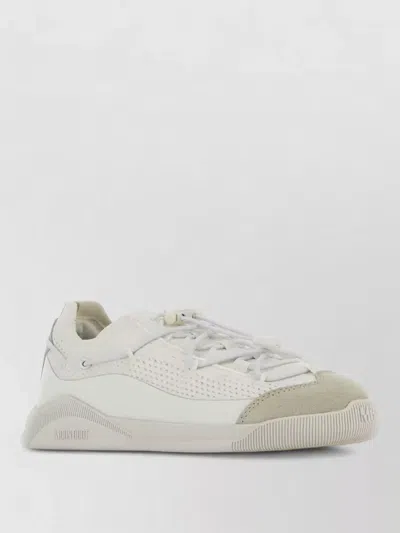 Moon Boot Fabric Low Top Sneakers Perforated Suede In White