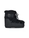 Moon Boot Iconic Faux Fur Ankle Boots With Lace-up Detail In Black