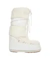 Moon Boot Faux Fur Ankle Boots With Lace-up Design In White