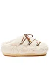 Moon Boot Women's Beaded Faux Fur Slippers In White