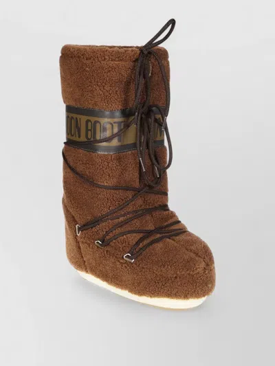 MOON BOOT FAUX FUR BOOTS FLAT SOLE ROUND TOE