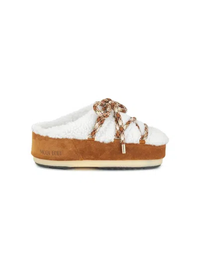 Moon Boot Kids' Faux-fur Flat Slippers In Brown