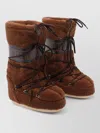 Moon Boot Faux Fur Flat Sole High Ankle Boots In Brown